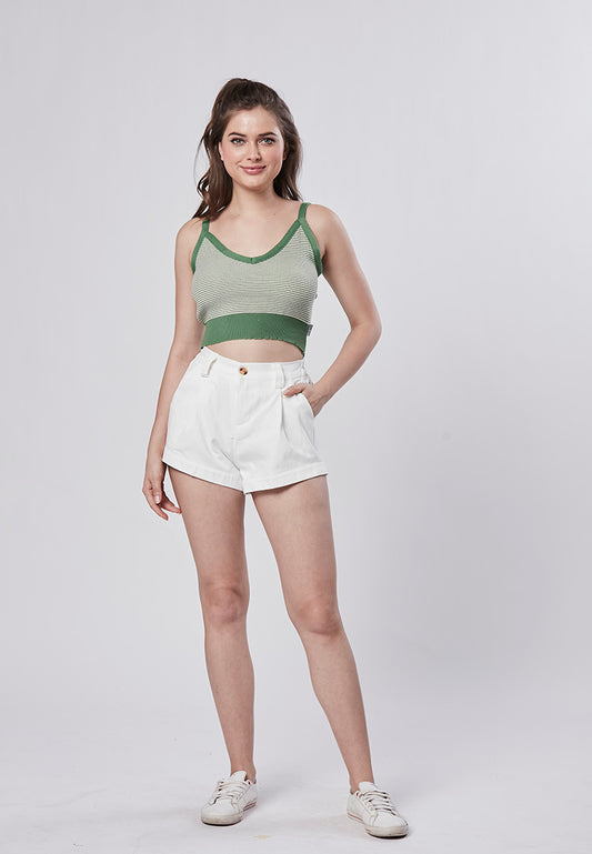 PHOEBE - Spaghetti Crop Tank Knit Top
