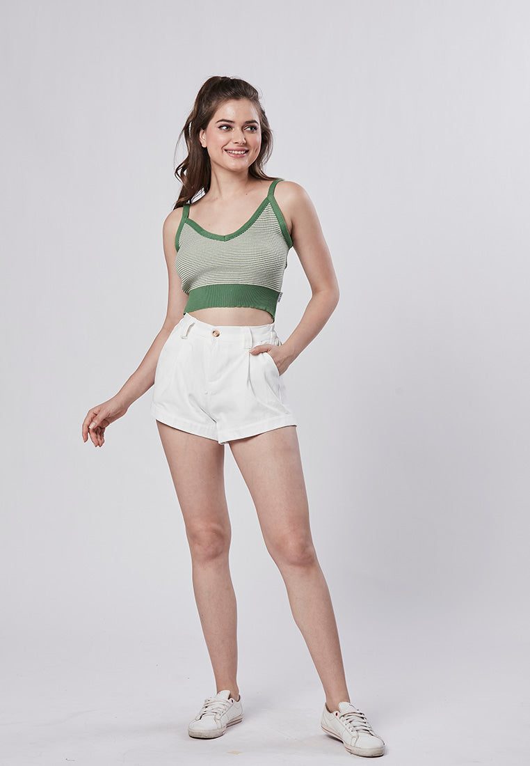 PHOEBE - Spaghetti Crop Tank Knit Top