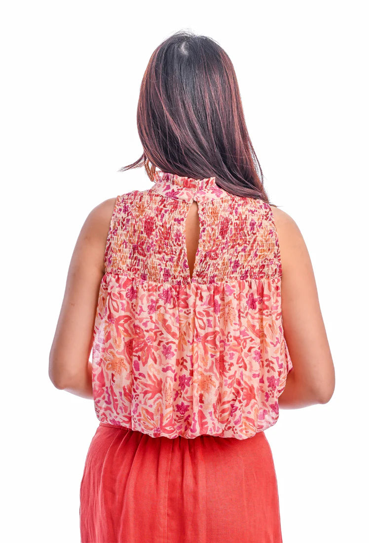 East India Company -Hester, Smocked Front Yoke Sleeveless Bubble Top