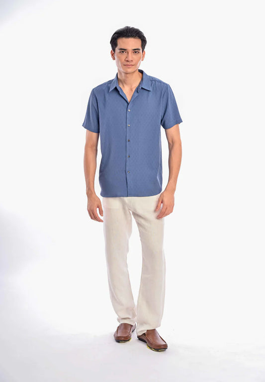 East India Company - Ilyas Men Regular Fit Short Sleeve Textured Shirt