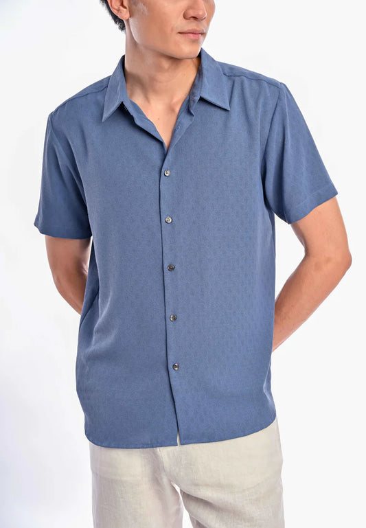 East India Company - Ilyas Men Regular Fit Short Sleeve Textured Shirt