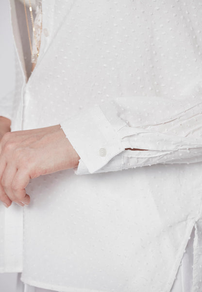 DELANEY - Classic Shirt Blouse in Swiss Dot Cotton Rayon