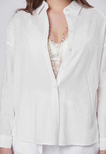 DELANEY - Classic Shirt Blouse in Swiss Dot Cotton Rayon