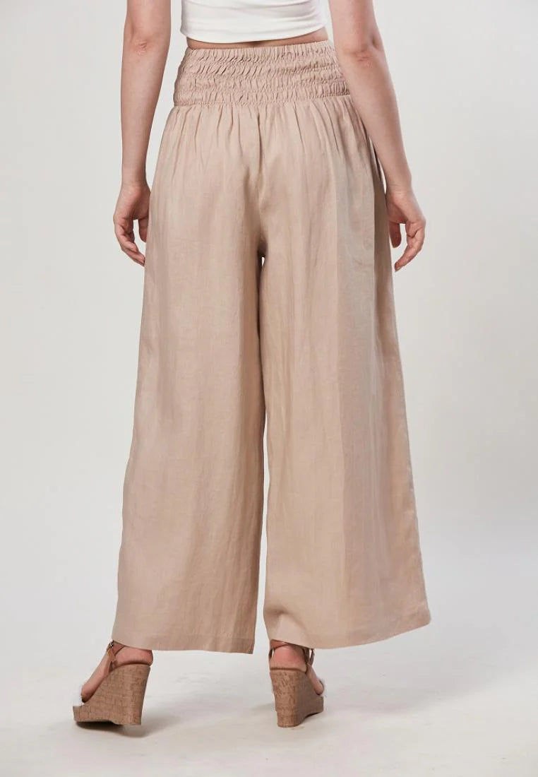 Kay - Pure Linen Pull On Palazzo Pants