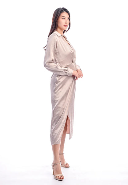 East India Company - Laurie - Satin Draped Midi Dress