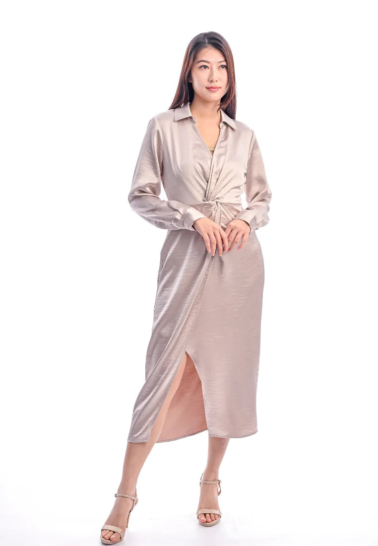 East India Company - Laurie - Satin Draped Midi Dress