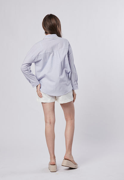 DELANEY - Classic Shirt Blouse in Swiss Dot Cotton Rayon