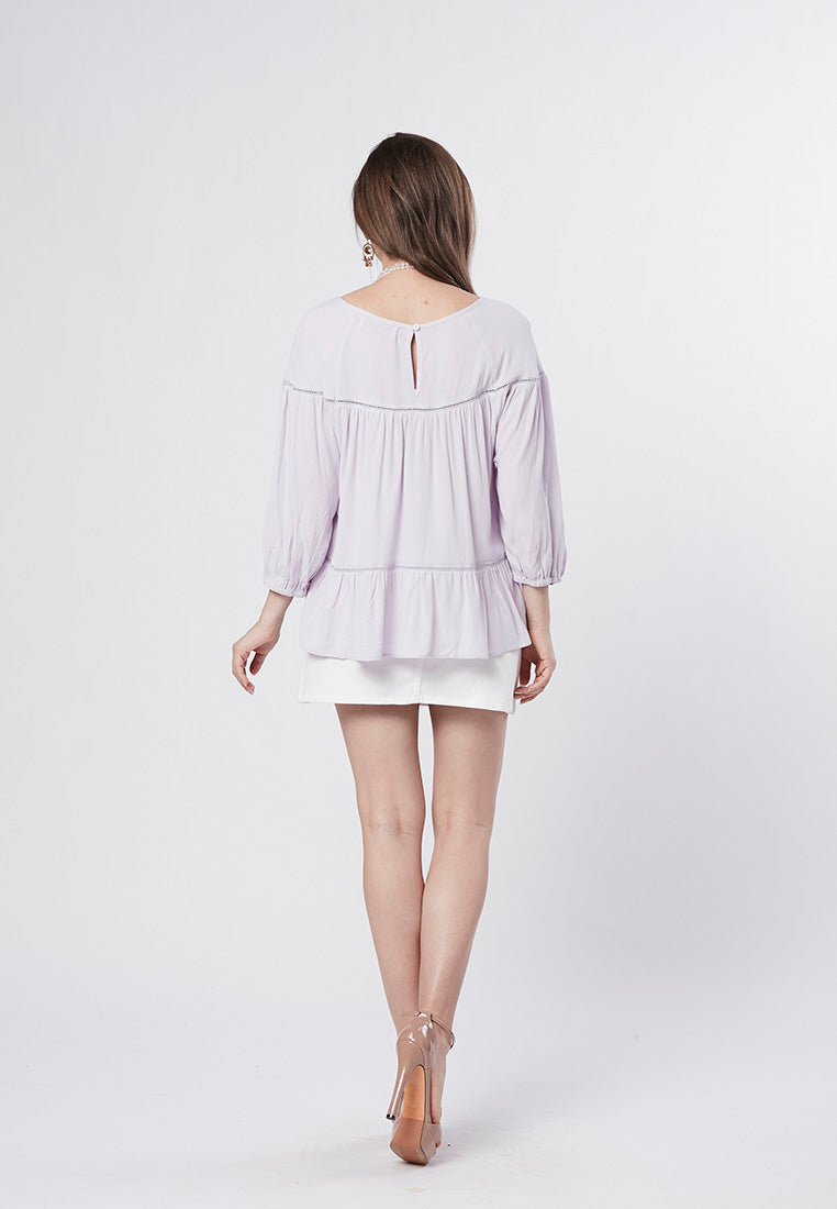 LILITH - Flowy Tiered Swing Top with Lace