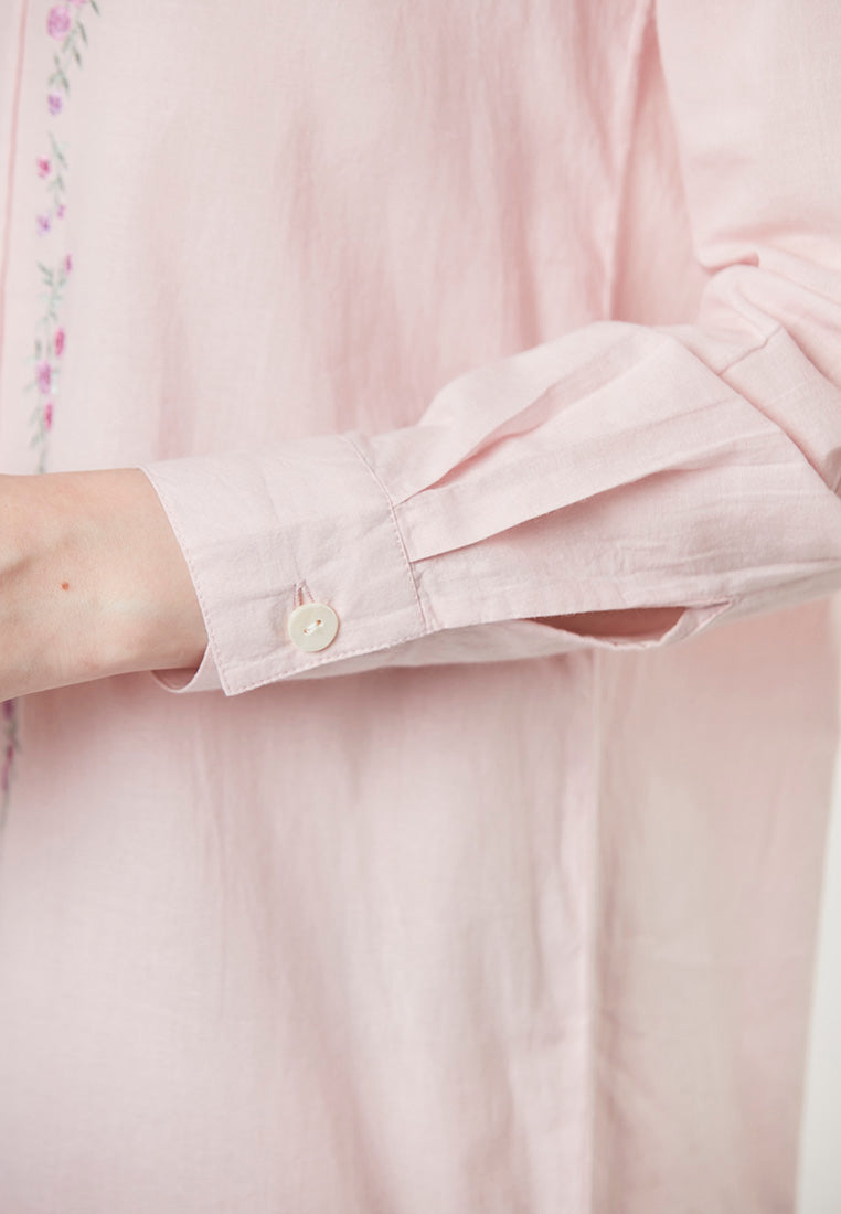 LEIA - Shirt Dress with Pleats and Embroideries