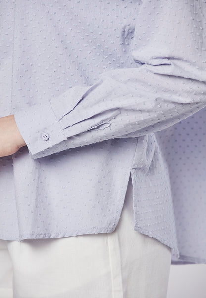 DELANEY - Classic Shirt Blouse in Swiss Dot Cotton Rayon