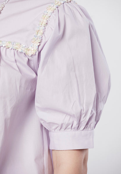 RAEGAN - Babydoll Blouse with Textured Lurex Trimming
