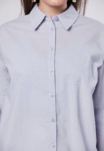 DELANEY - Classic Shirt Blouse in Swiss Dot Cotton Rayon