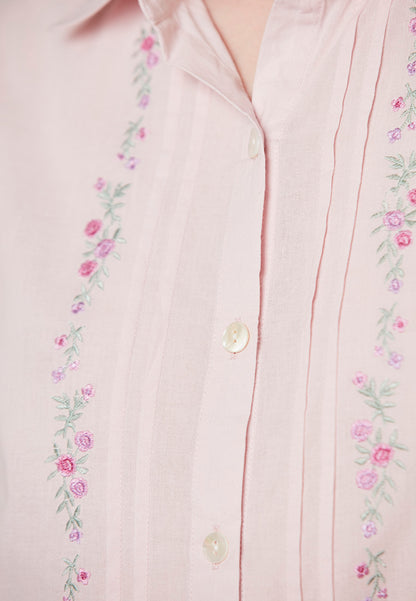 LEIA - Shirt Dress with Pleats and Embroideries