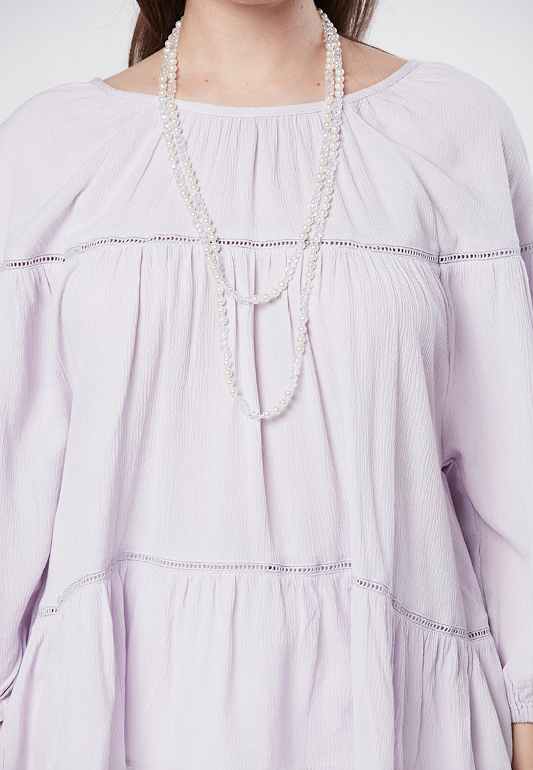 LILITH - Flowy Tiered Swing Top with Lace