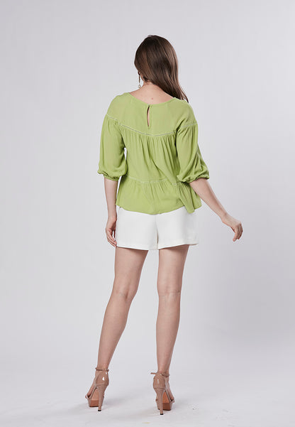 LILITH - Flowy Tiered Swing Top with Lace