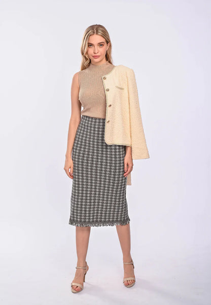 East India Company Lotty Machine Knitted Long Tigh Skirt Black