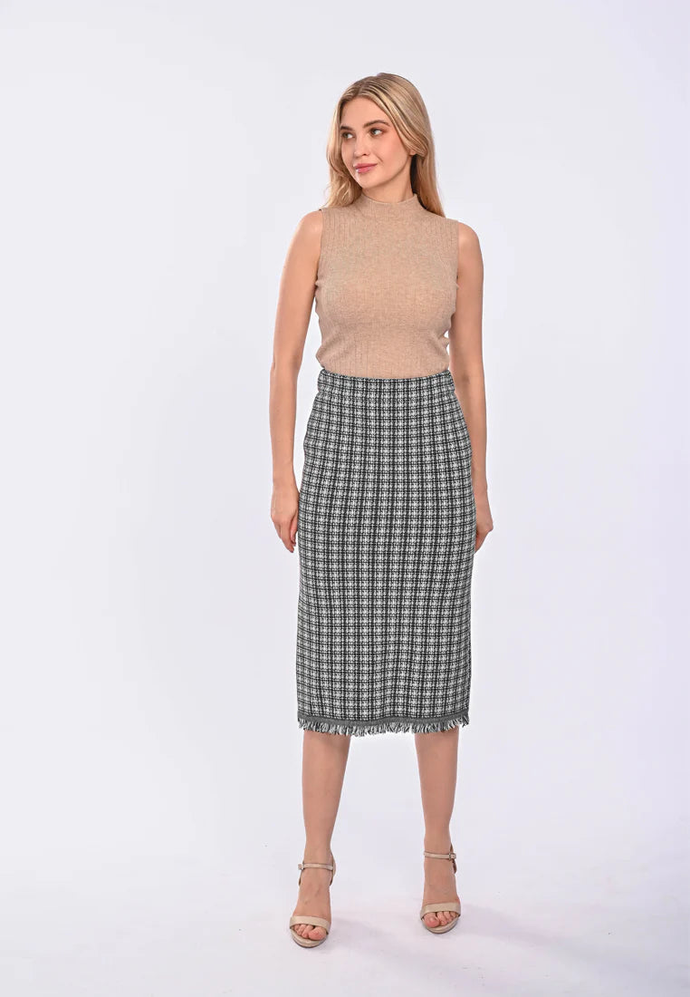 East India Company Lotty Machine Knitted Long Tigh Skirt Black