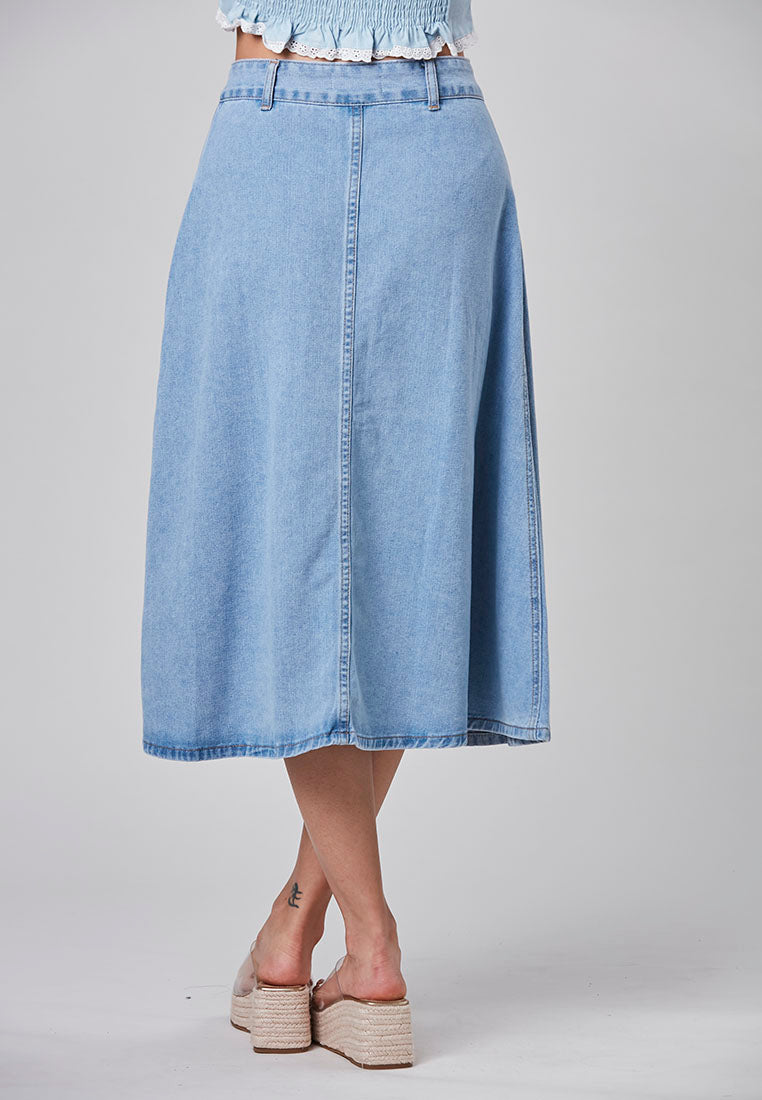 LILIANA - A-Line Midi Denim Skirt