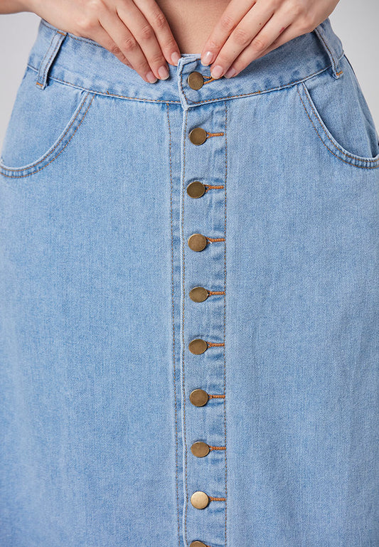 LILIANA - A-Line Midi Denim Skirt