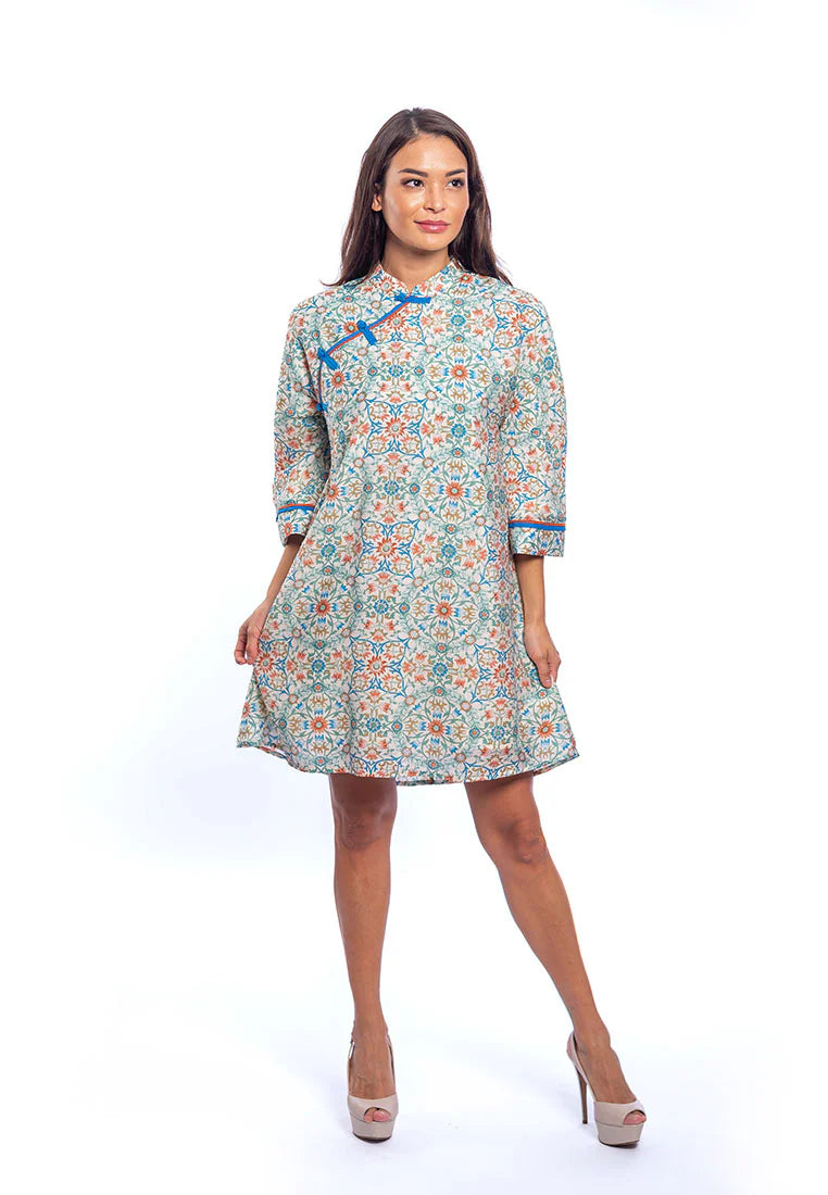 Maya - Mandarin Colour Short Dress