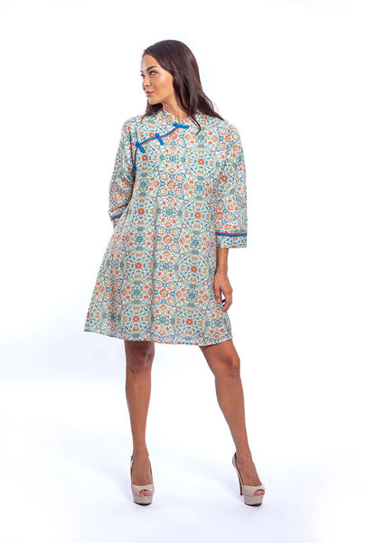 Maya - Mandarin Colour Short Dress