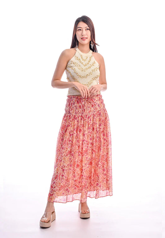 East India Company -Megha, Smocked Long Skirt