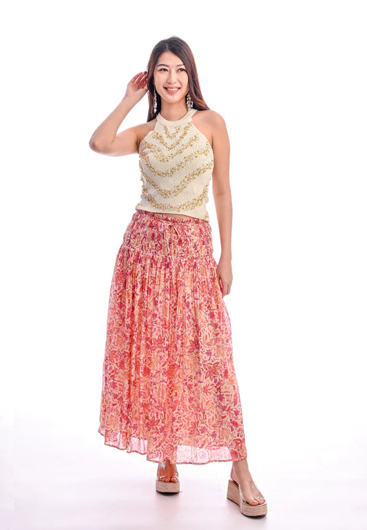 East India Company -Megha, Smocked Long Skirt