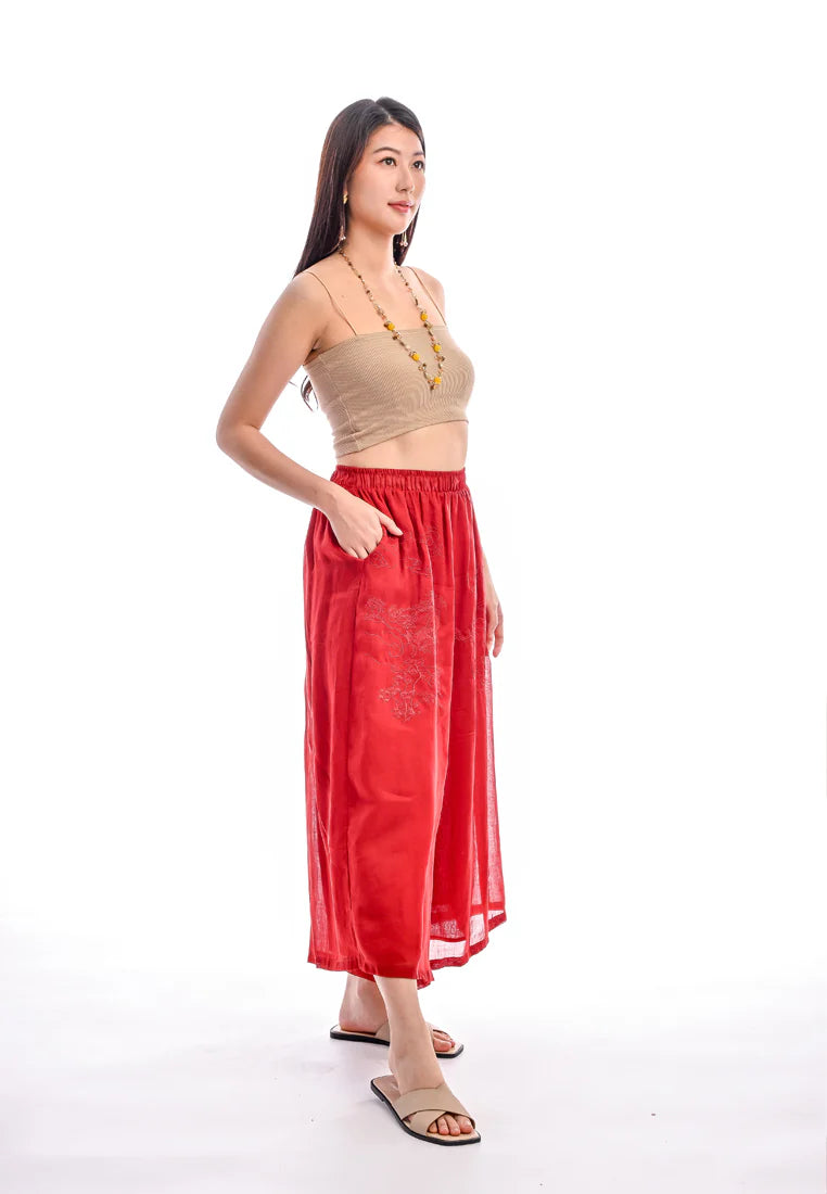 East India Company -Myrna, Embroidered Pull On Long Pants