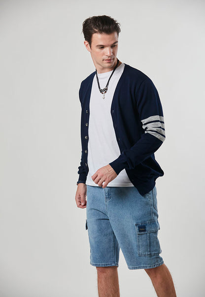 OLIVER - Sporty Slim-Fit Four Bar Mens Cardigan