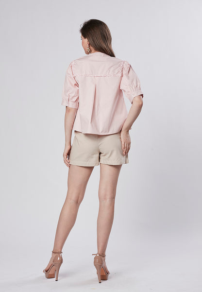 RAEGAN - Babydoll Blouse with Textured Lurex Trimming