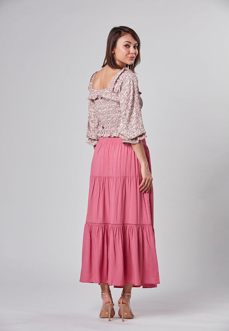 AYLA - Cropped Smocking Floral Top