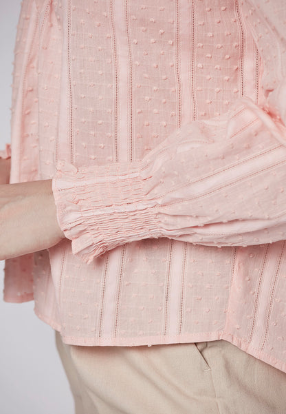 CAMILLE - Smocked Neck Blouse V Yoke