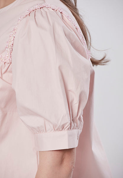 RAEGAN - Babydoll Blouse with Textured Lurex Trimming