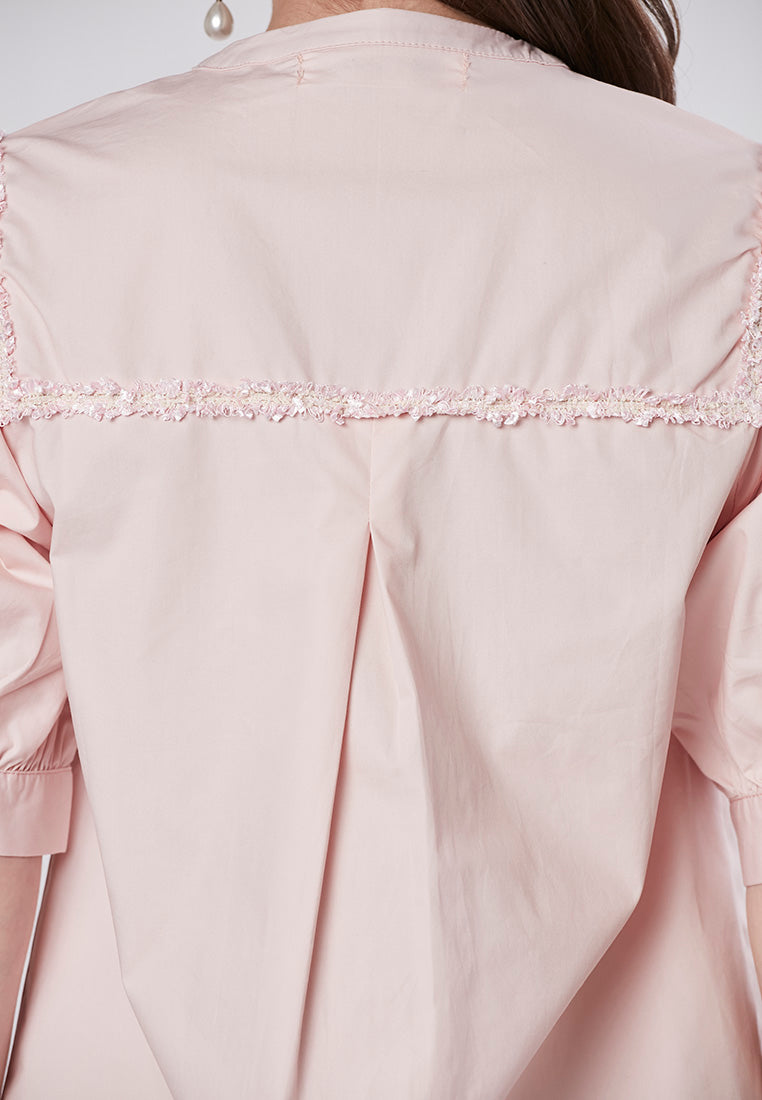 RAEGAN - Babydoll Blouse with Textured Lurex Trimming