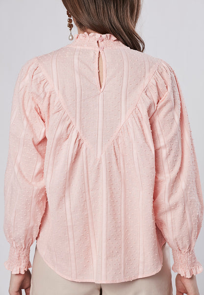 CAMILLE - Smocked Neck Blouse V Yoke
