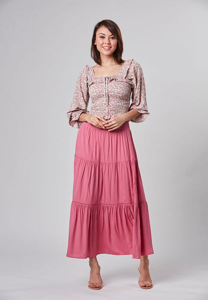 AYLA - Cropped Smocking Floral Top