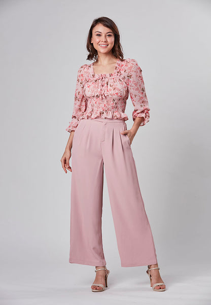 CLARA - Smocking floral cropped top