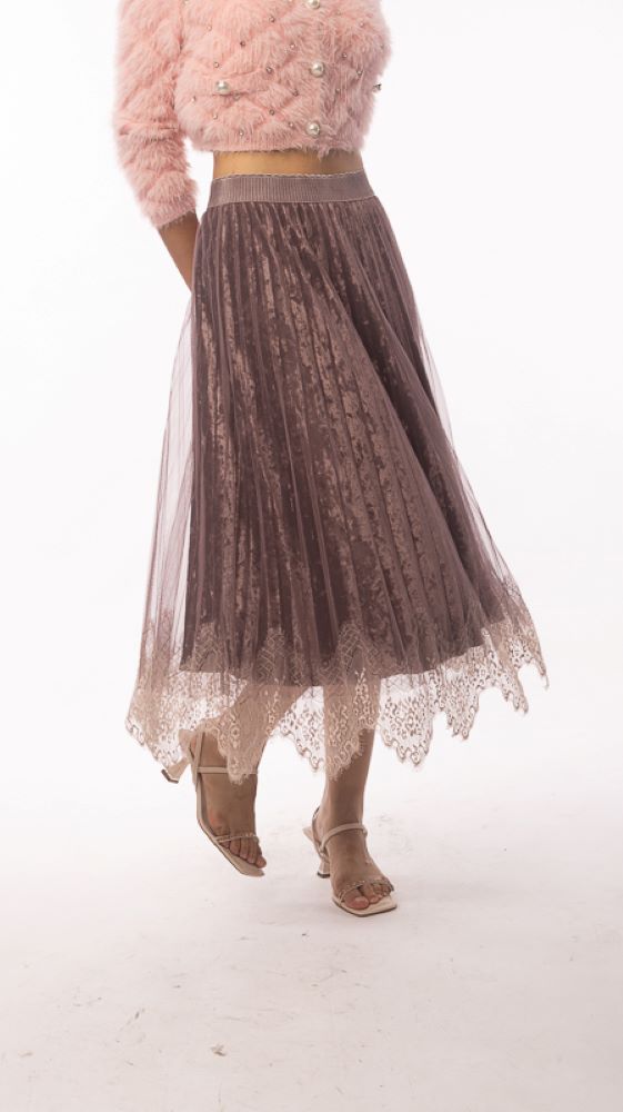 Somerset Bay - BERNADINE Pleat Border Hem Long Skirt