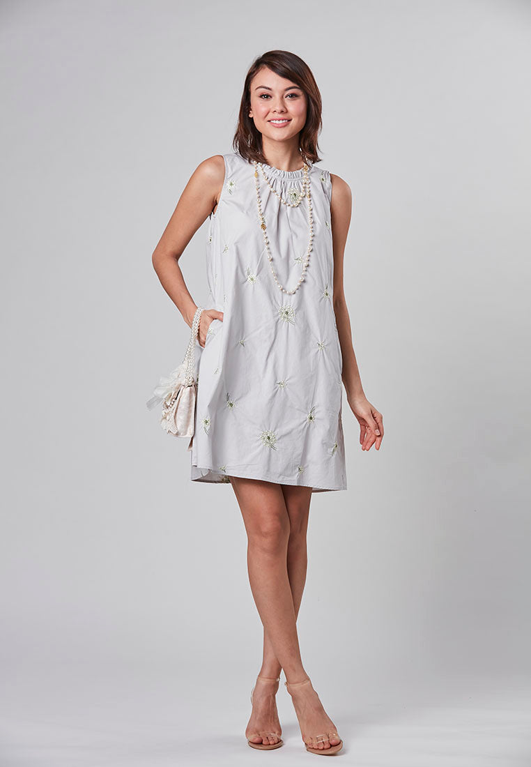 MADELINE - A-Line Dress with All Over Embroidery