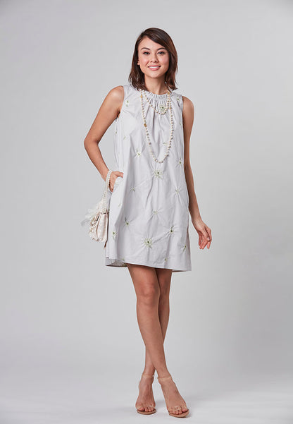 MADELINE - A-Line Dress with All Over Embroidery