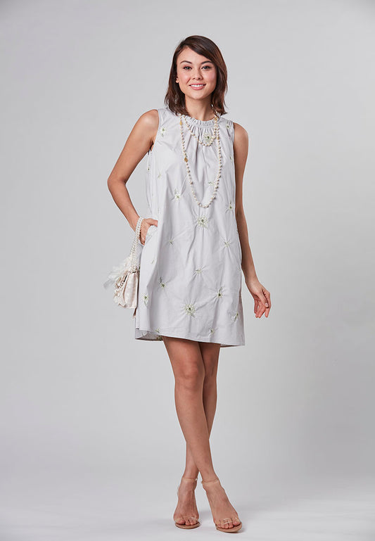 MADELINE - A-Line Dress with All Over Embroidery