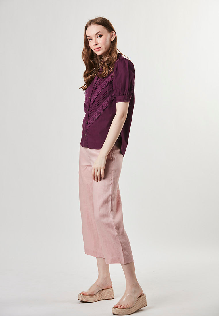 EVIE - Casual Smart Blouse with Pleats and Laces