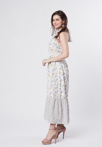 SAYLOR - Halter Maxi Dress in Dual Floral Print