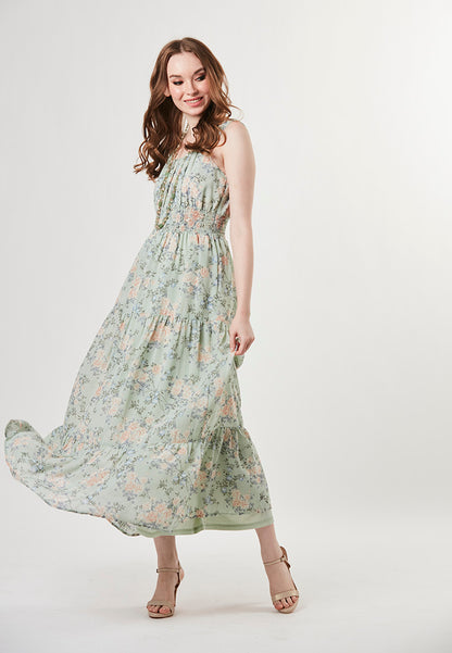 TESSA - Flowy Maxi Printed Chiffon Tiers Dress