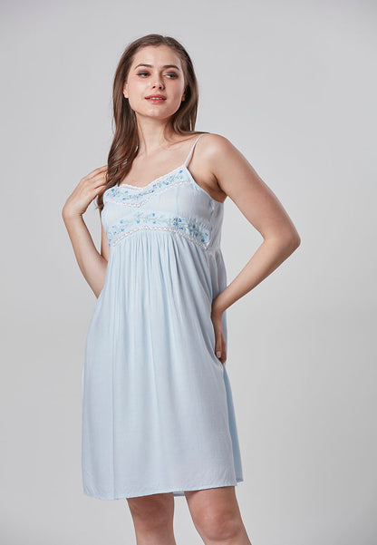 ANGELA - Romantic Chemise with Lace and Embroidery Dress