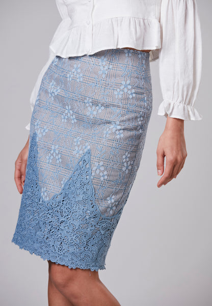 KATHERINE - Lace Pencil Skirt with Border
