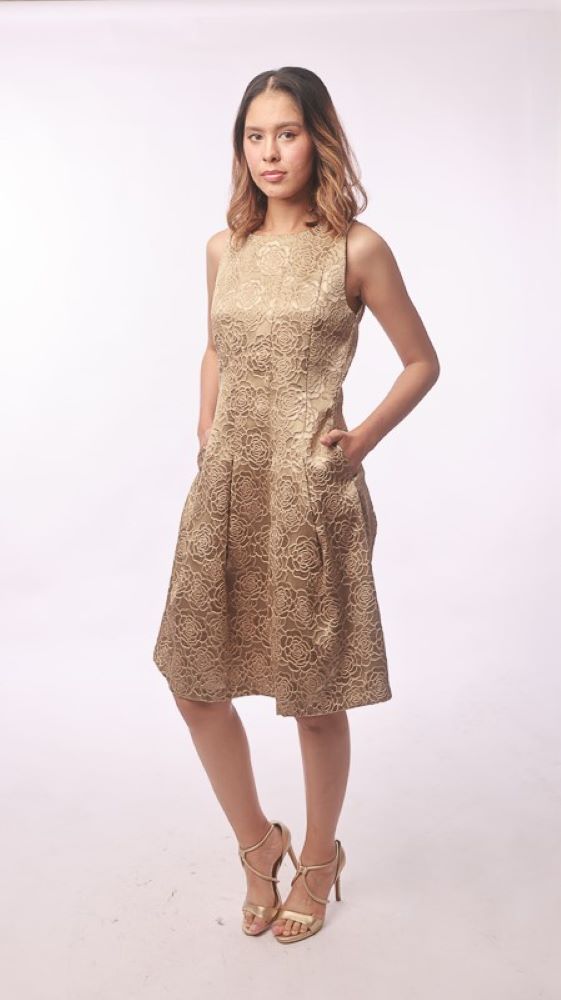 Somerset Bay - LAUREEN Linen Jacquard Midi Dress