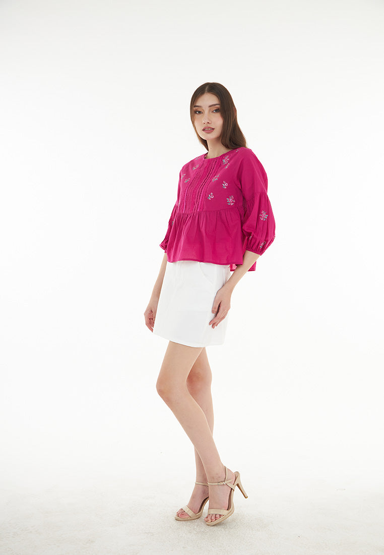 Somerset Bay Paige - Babydoll Embroidered Top