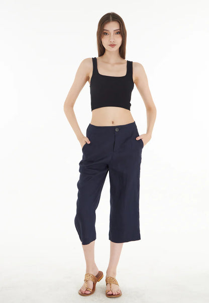 East India Company Syd - Wide Leg 3/4 Linen Pants