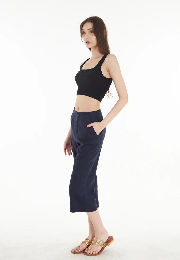 East India Company Syd - Wide Leg 3/4 Linen Pants